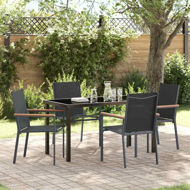 vidaXL Tuin eettafelset 5 st Zwart Poedercoating staal