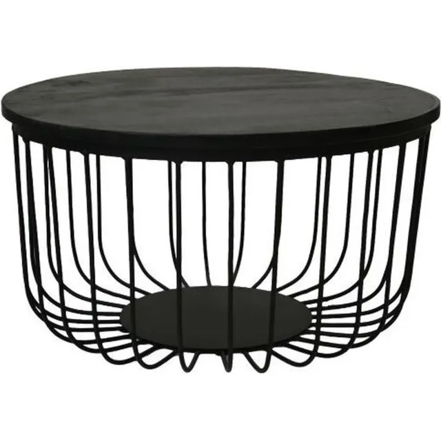 HSM Collection Salontafel Maden Ø60cm Zwart Mangohout / ijzer frame