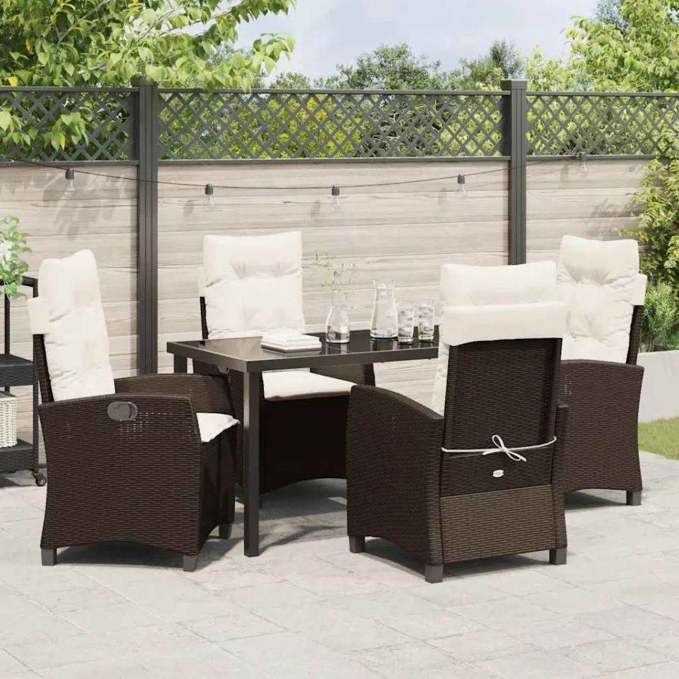 vidaXL Tuin eettafelset 5 st Bruin poly rattan, foto 3