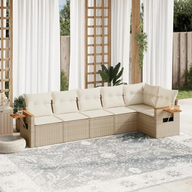 vidaXL Patio Sofa Set 6-zits Beige and Cream