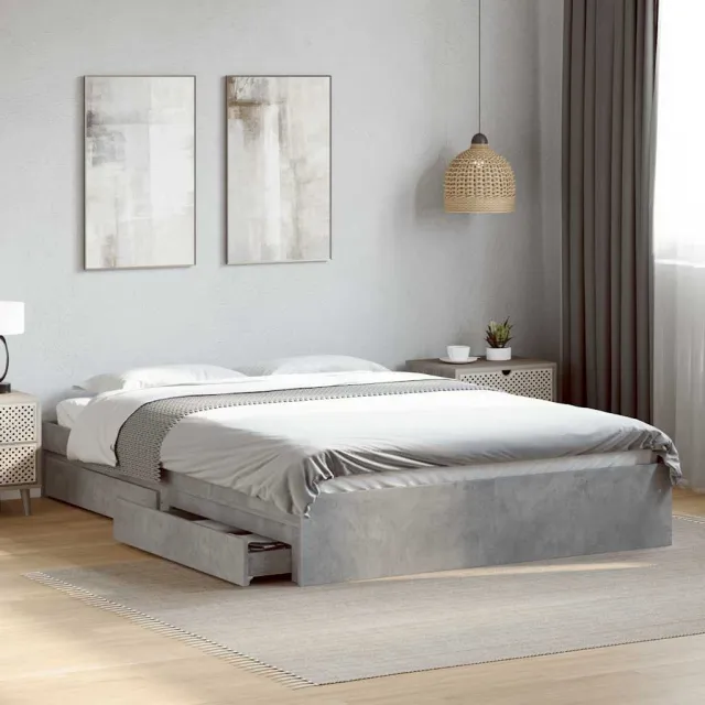vidaXL Bedframe met lades bewerkt hout betongrijs 160x200 cm grijs