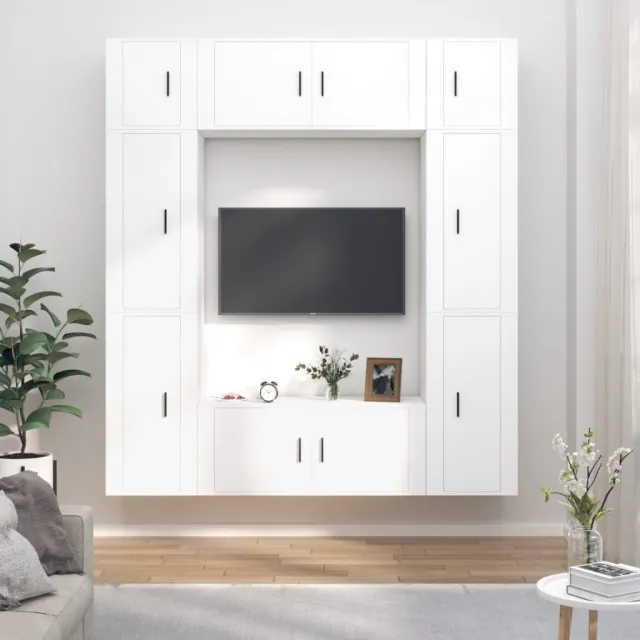 vidaXL 8-delige Tv-meubelset bewerkt hout wit, foto 2