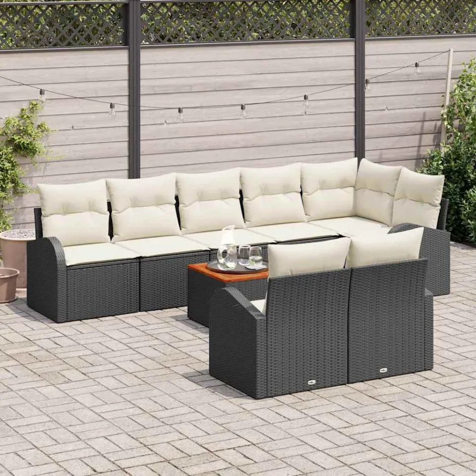 vidaXL Tuinbankenset 9 st Zwart poly rattan, foto 3