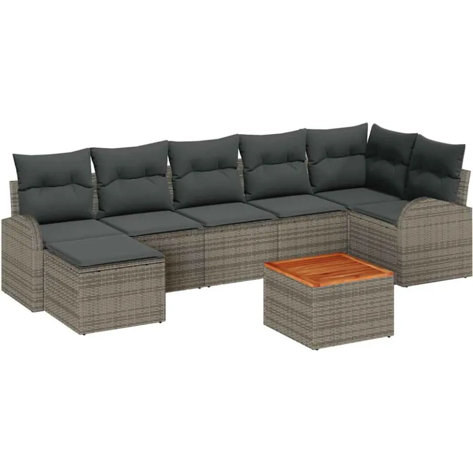 vidaXL Tuinbankenset 8 st Grijs poly rattan, foto 3