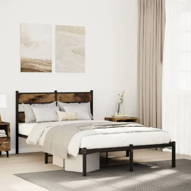 vidaXL Bedframe zonder matras metaal gerookt eikenkleurig 120x200 cm