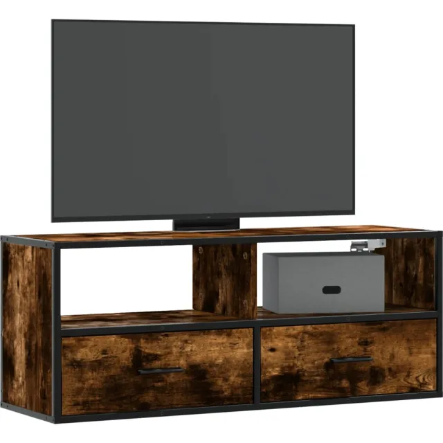 vidaXL Tv-meubel 100x31x39,5 cm bewerkt hout metaal gerookt eikenkleur