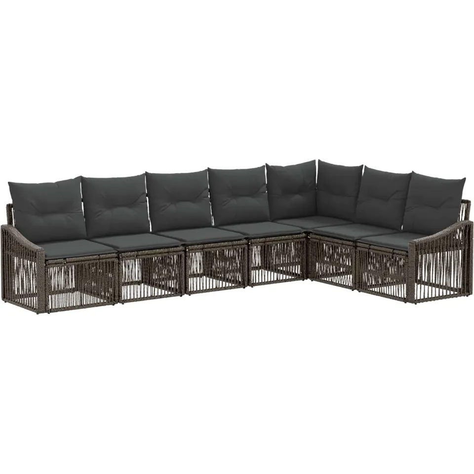 vidaXL Tuinbankenset 7 st 7-zits Grijs poly rattan, foto 3
