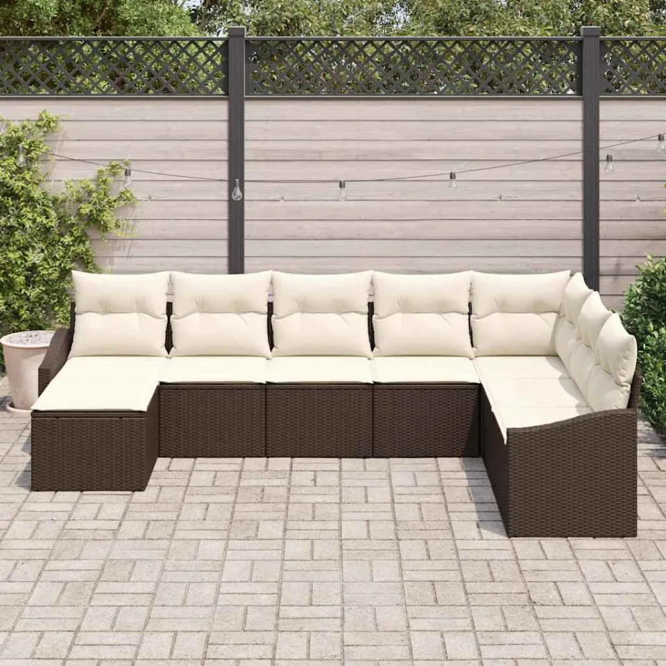 vidaXL Bankstel 8 st Bruin poly rattan, foto 3