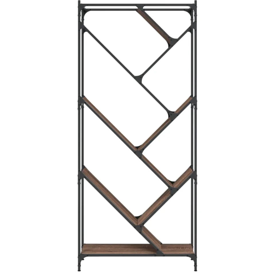 vidaXL Boekenkast 79x30x180 cm bewerkt hout en metaal bruin eiken, foto 4