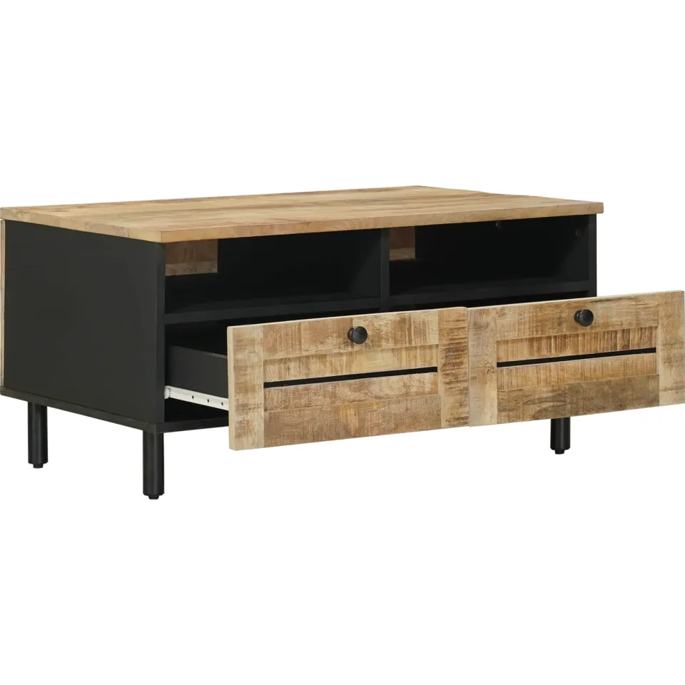 vidaXL Salontafel Bruin en zwart 80 x 54 x 40 cm Massief Mango Hout