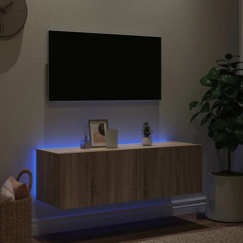 vidaXL Tv-wandmeubel met LED-verlichting 100x35x31 cm sonoma eiken, foto 3