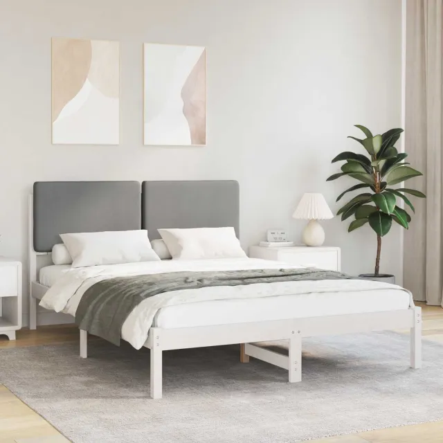 vidaXL Bedframe met Gevoerd Hoofdgedeelte Lichtgrijs 140 x 200 cm