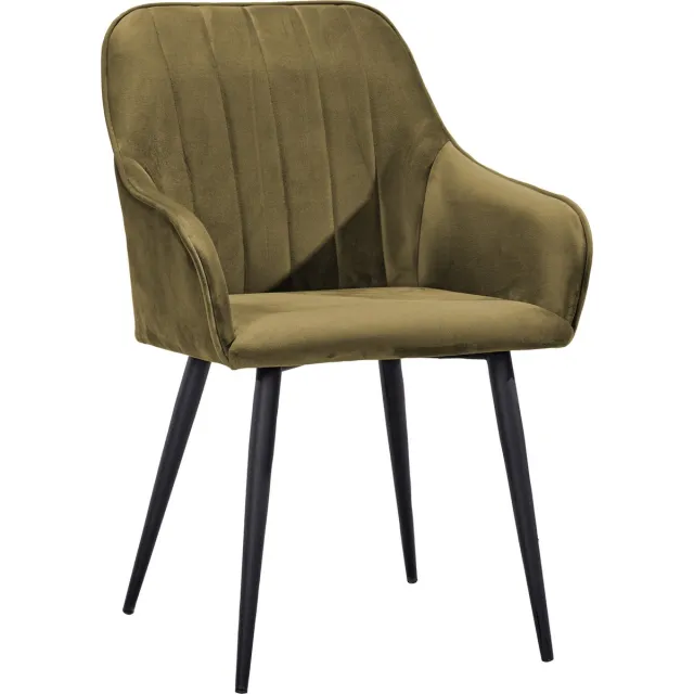 Soof & Tess Soof&Tess - Set van 6 - Modena Eetkamerstoel - Geel - Fluweel - Velvet - Industrieel - Met armleuning - Easy Clean Stoffen - Hoge Kwaliteit