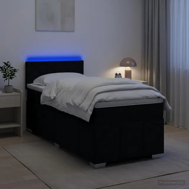 vidaXL Boxspringbed met matras met hoofdeinde Zwart 90 x 190 cm Stof