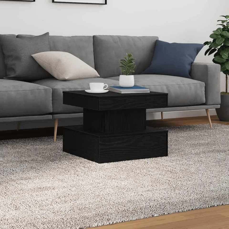 vidaXL Salontafel met LED-verlichting 50x50x40 cm zwart eikenkleurig, foto 3