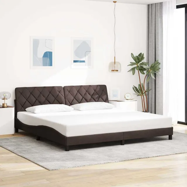 vidaXL Bedframe zonder matras stof donkerbruin 200x200 cm bruin