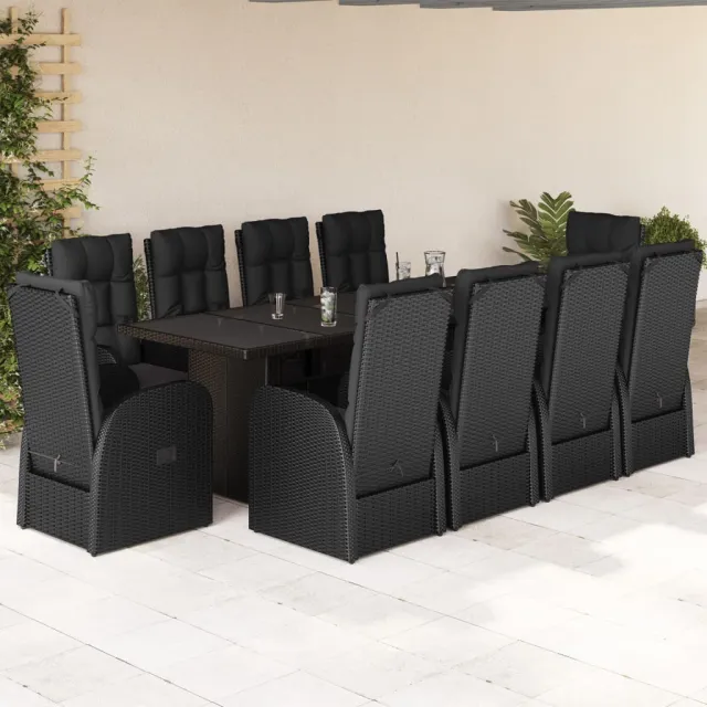 vidaXL 11-delige Tuinset met kussens poly rattan zwart, foto 2