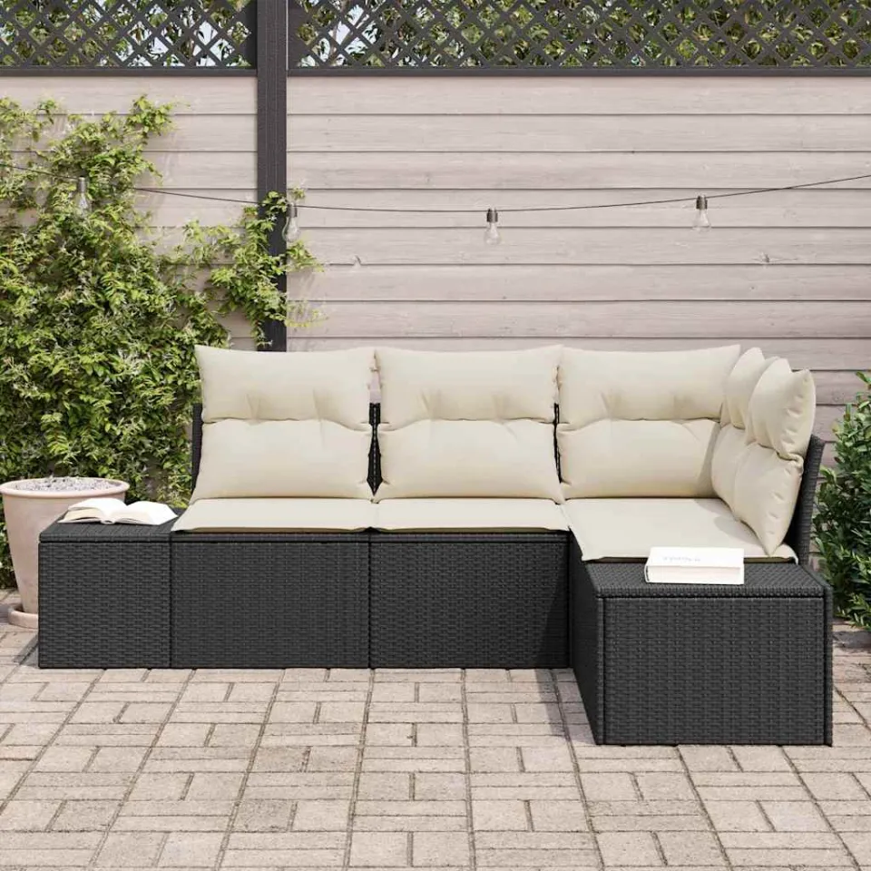 vidaXL Tuin Sofa Set 4 st Zwart poly rattan, foto 2