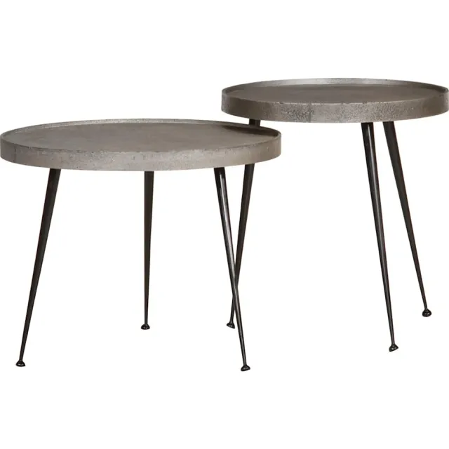 vidaXL Salontafel 2 stuks zilverkleurig bewerkt hout