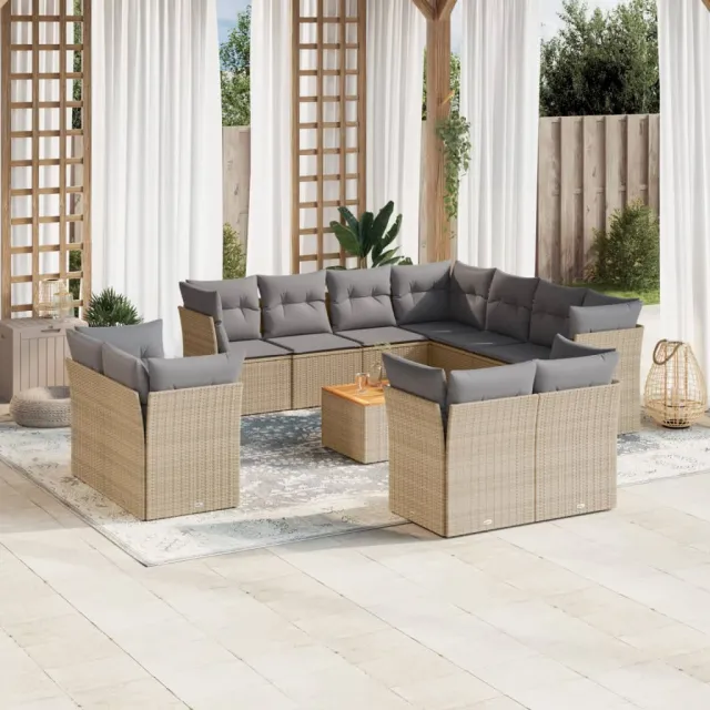 vidaXL Patio Sofa Set 11-zits Mix Beige en Lichtgrijs, foto 2