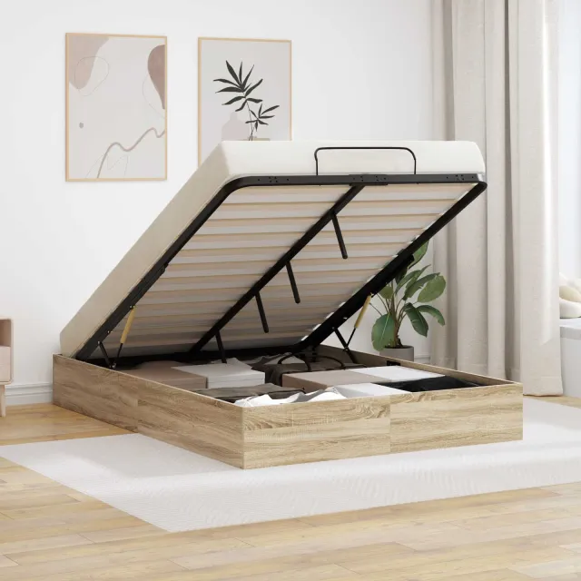 vidaXL Ottoman Bedframe Sonoma Eiken 120 x 200 cm Geconstrueerd hout Bruin