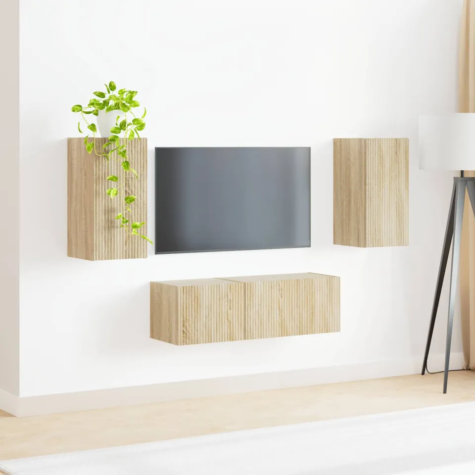 vidaXL TV Wandkast Set 4 st Sonoma Eiken Bewerkt hout, foto 3