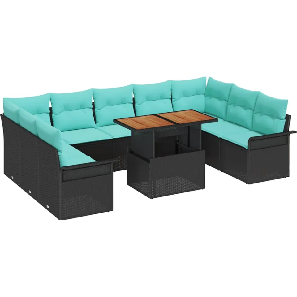 vidaXL Tuin Sofa Set 10 st Zwart Poly riet