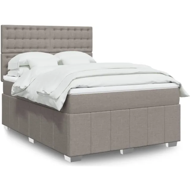 vidaXL Boxspring met matras stof taupe 160x200 cm
