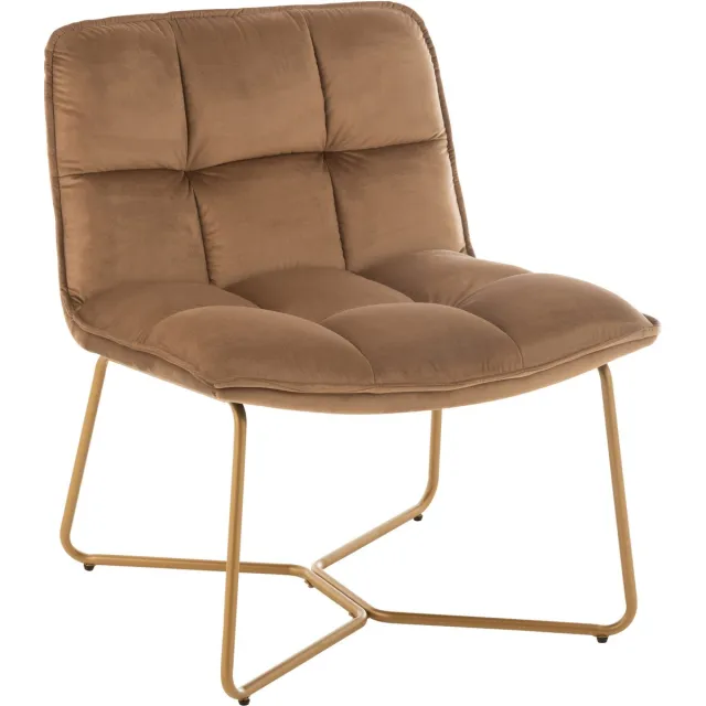 J-Line loungestoel Lisa - metaal/textiel - bruin - 2 stuks