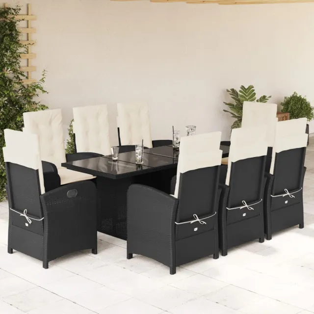 vidaXL 9-delige Tuinset poly rattan zwart, foto 2