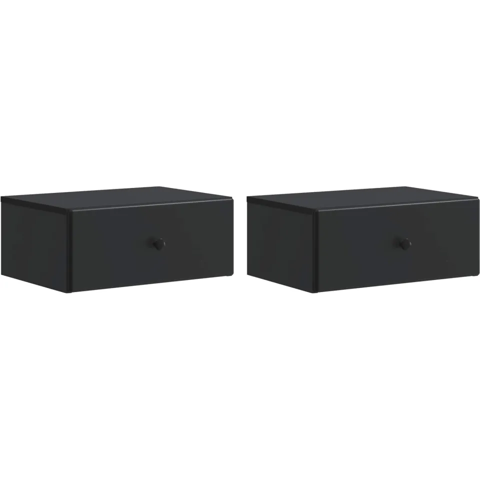 vidaXL Wandbeugel Bedkast 2 st Zwart 49 x 34,5 x 20 cm Bewerkt hout, foto 3