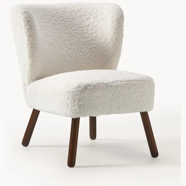 Westwing Collection Teddy cocktailfauteuil Robine Wit, Bruin