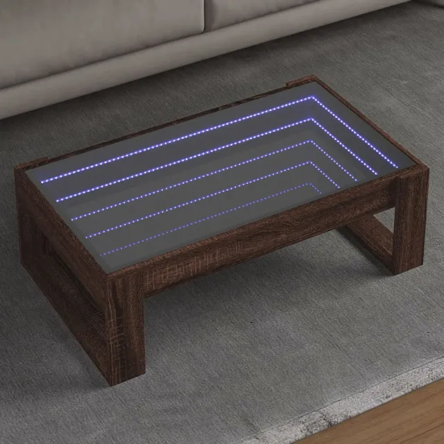 vidaXL Salontafel met Infinity LED 90x53x30 cm bruin eikenkleurig, foto 2