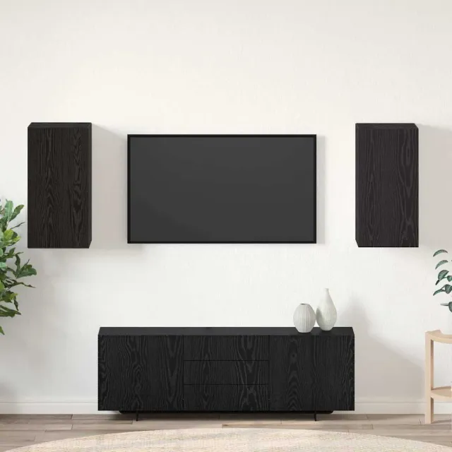 vidaXL Wand TV Kast 2 st Zwart Eiken Bewerkt hout