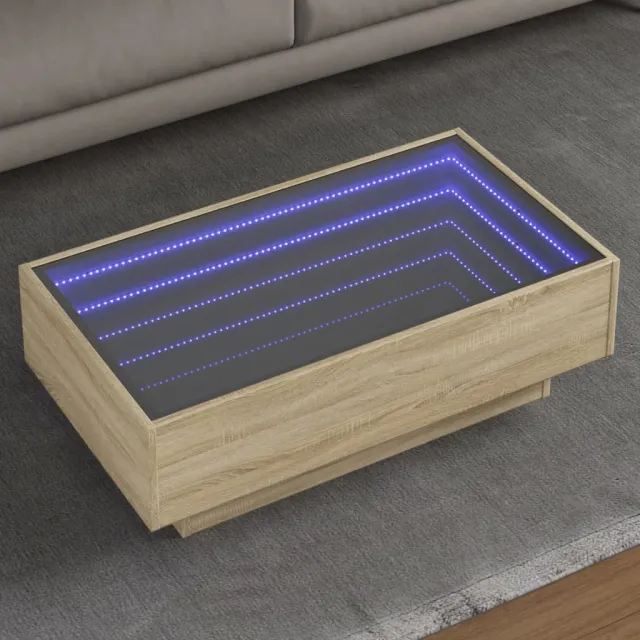 vidaXL Salontafel met LED 90x50x30 cm bewerkt hout sonoma eikenkleurig Bruin