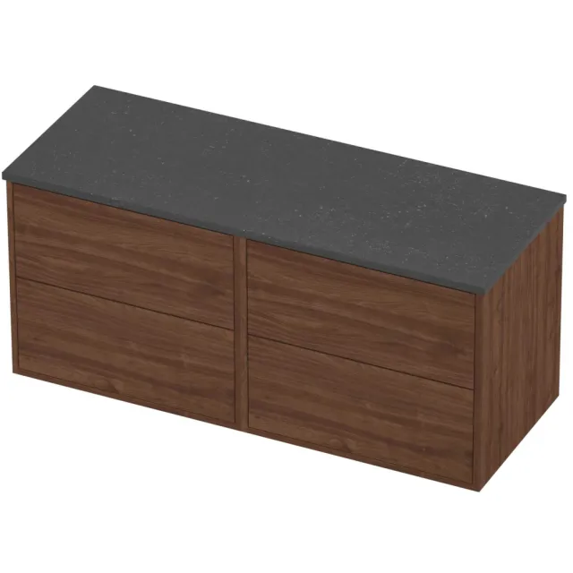 Proline Deck Badmeubelset Hardsteen Voor Grepen 120x46x54 cm Blue Stone Indian Walnut Houtlook