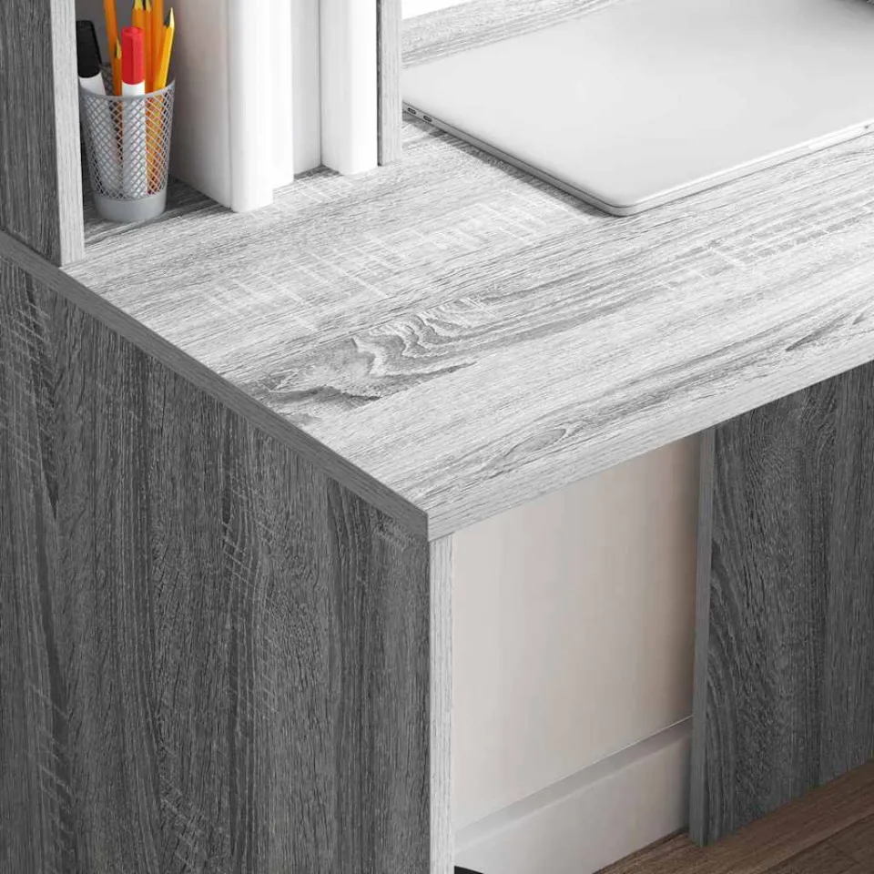 vidaXL Bureau Grijs Sonoma 91 x 50 x 149 cm Bewerkt hout, foto 3