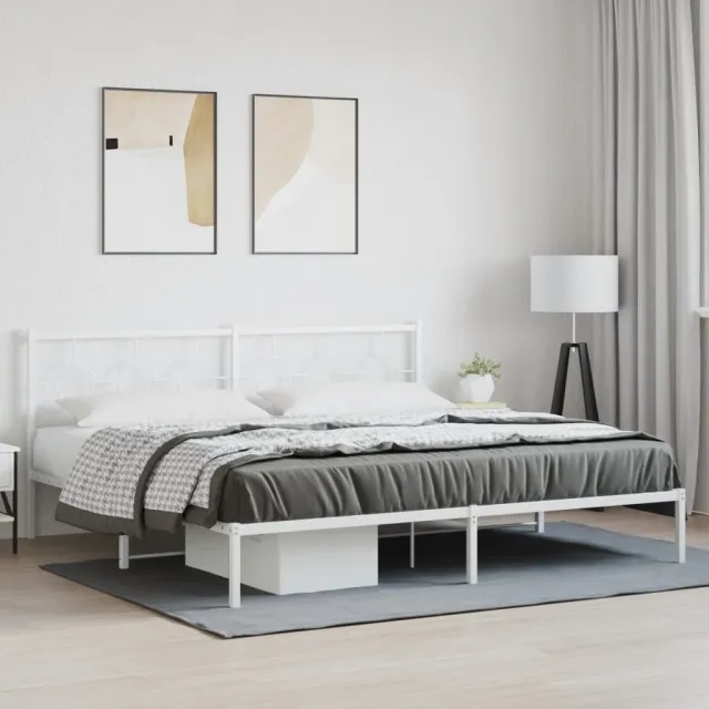 vidaXL Bedframe met hoofdbord metaal wit 193x203 cm