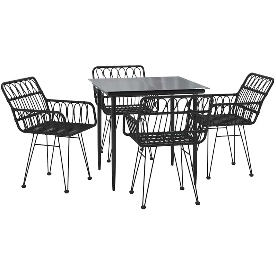 vidaXL 5-delige Tuinset poly rattan zwart