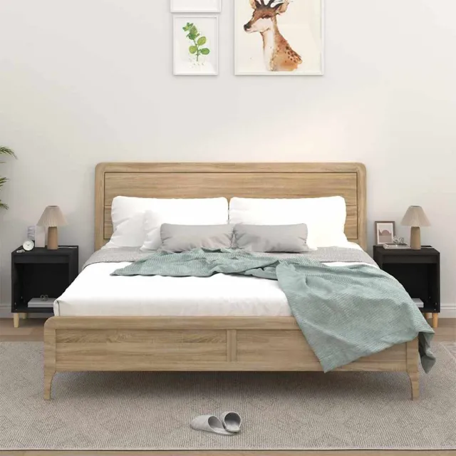 vidaXL Nachtkastjes 2 st 40x35x50 cm zwart, foto 2