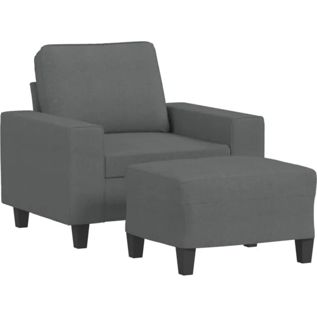 vidaXL Fauteuil - met - voetenbank - 60 - cm - stof - donkergrijs