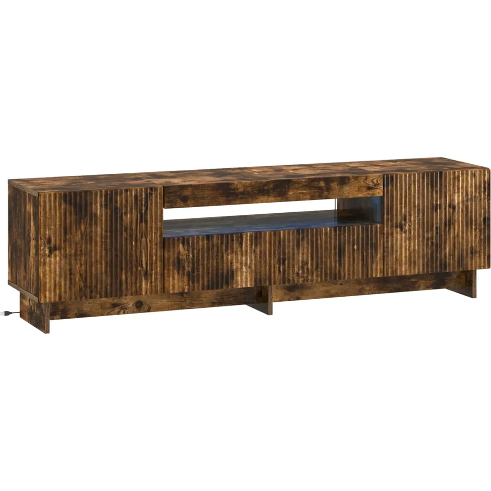 vidaXL LED tv-meubel EDE 153 x 35 x 43 cm Gerookt eiken Bewerkt hout Bruin
