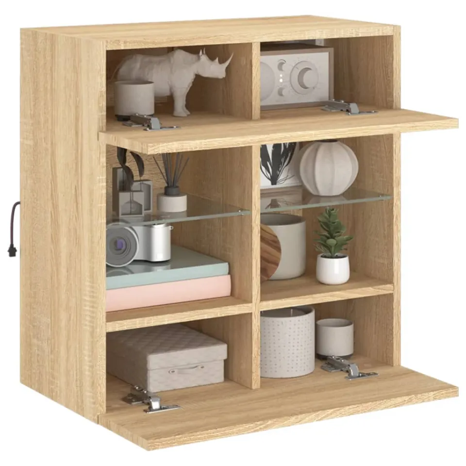 vidaXL Tv-wandmeubel met LED-verlichting 58,5x30x60,5 cm sonoma eiken Bruin