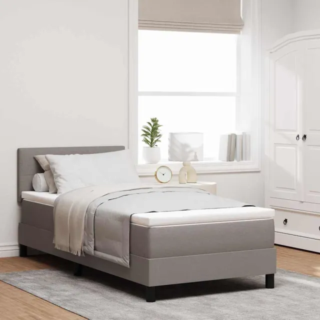 vidaXL Boxspring bed met LED-stripverlichting Taupe 80 x 200 cm Stof