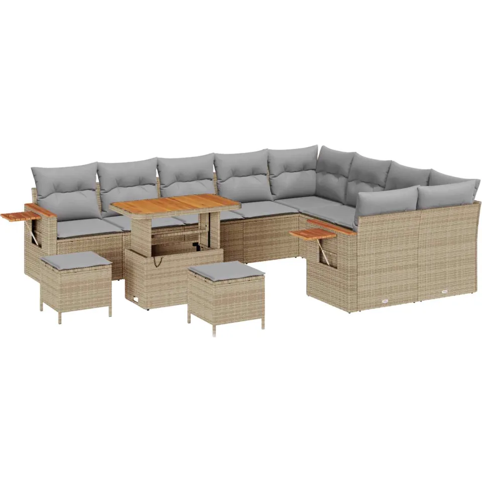 vidaXL Tuinbankenset 12 st Beige poly rattan