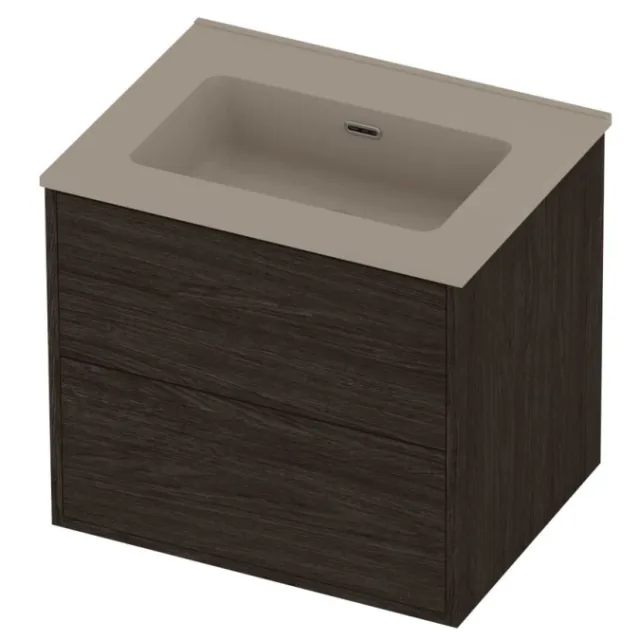 Proline Tribute Badmeubelset Porselein Elegant 2 Laden 60x46x54 cm Mat Crème Cotton Mokka Oak Eiken
