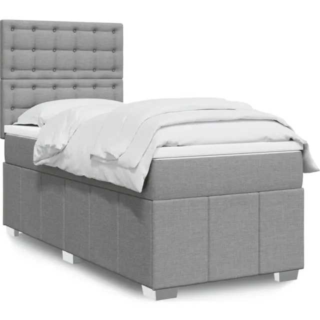 vidaXL Boxspring met matras stof lichtgrijs 100x200 cm grijs