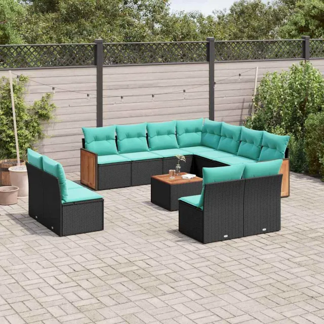 vidaXL 12-delige tuinbankset met kussens van zwart polyrotan, foto 2