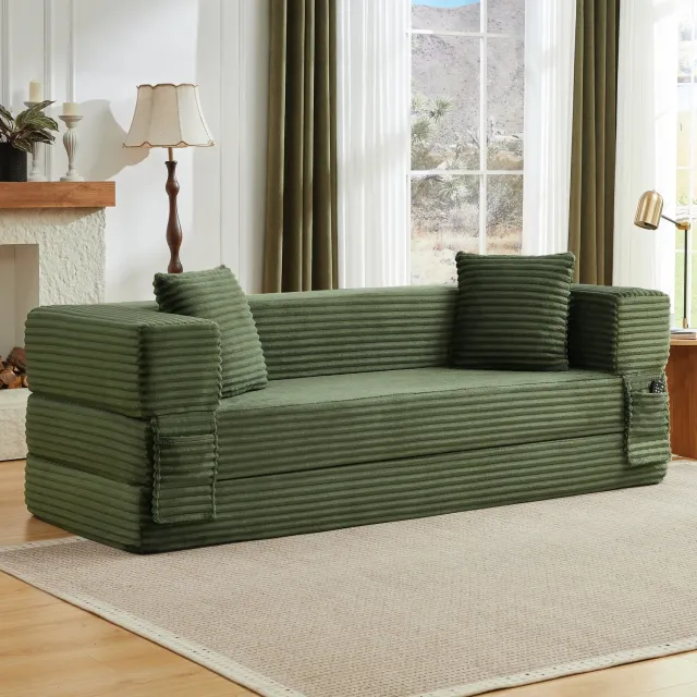 CHICFURN Slaapbank - Uitklapbaar - 3-zits - Groen
