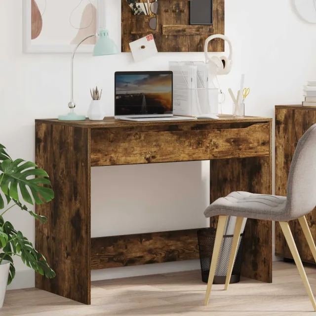 vidaXL Bureau met Lade Gerookt eiken 100 x 50 x 78 cm Bruin